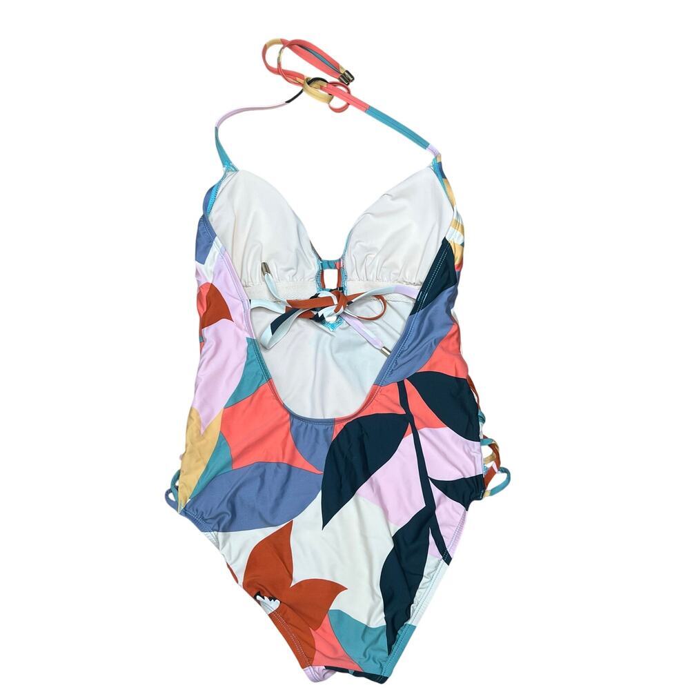 Laundry‎ Shelli Segal Plunge Front Swimsuit Halter Geometric Print Deep V-Neck - Picture 7 of 11